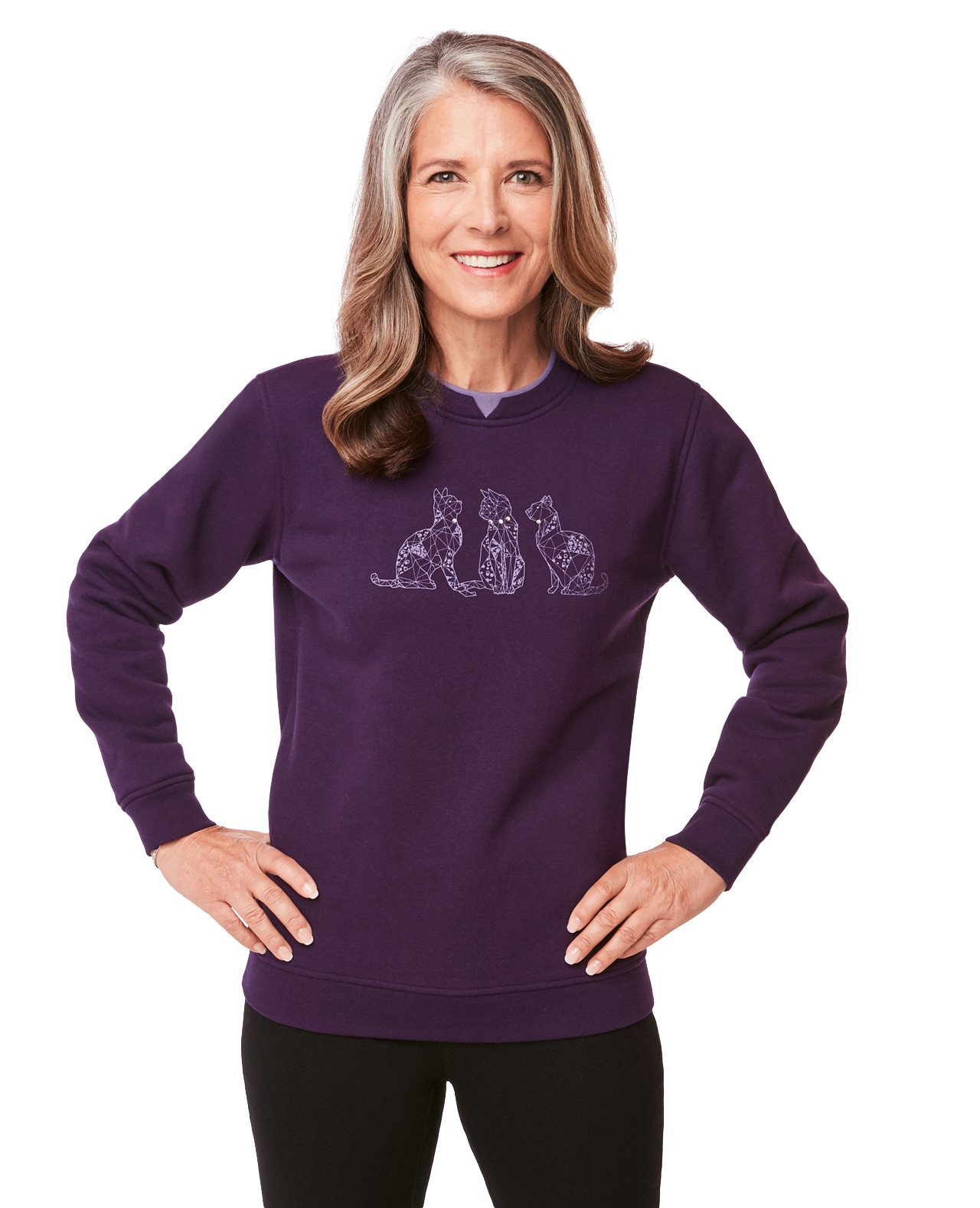 Women's Printed Notch Neck Sweatshirt