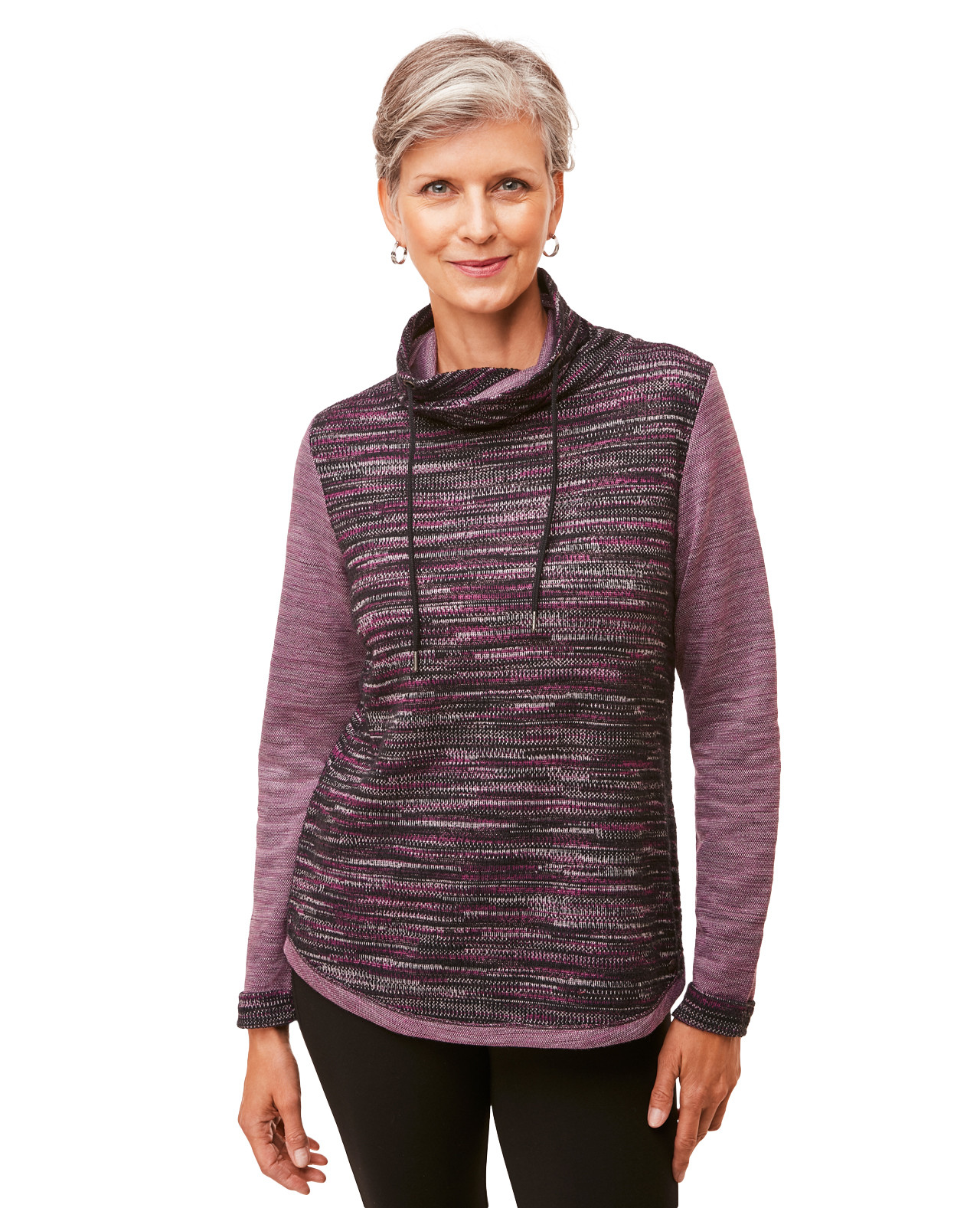 Jacquard Cowl Neck Pullover
