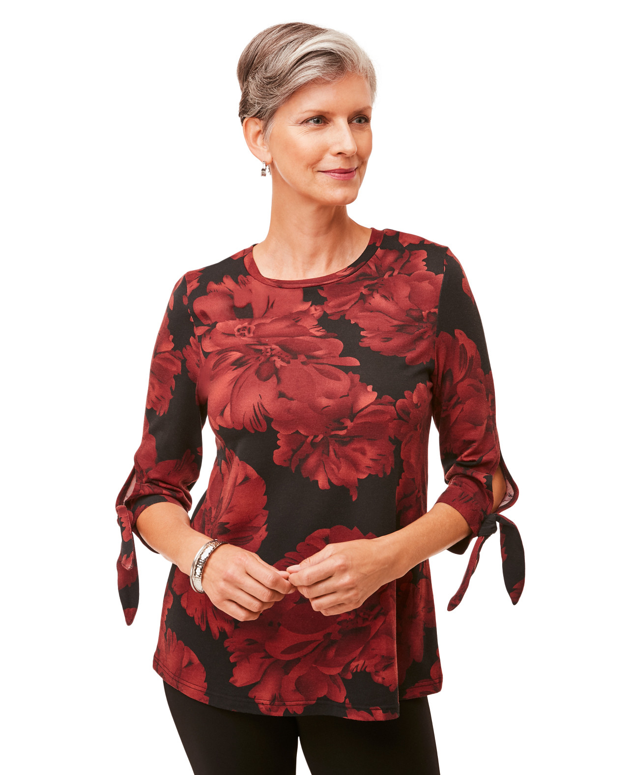 Women's Floral Tie Sleeve Top