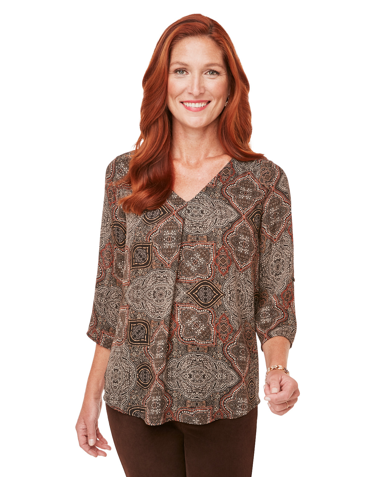V-Neck Printed Blouse
