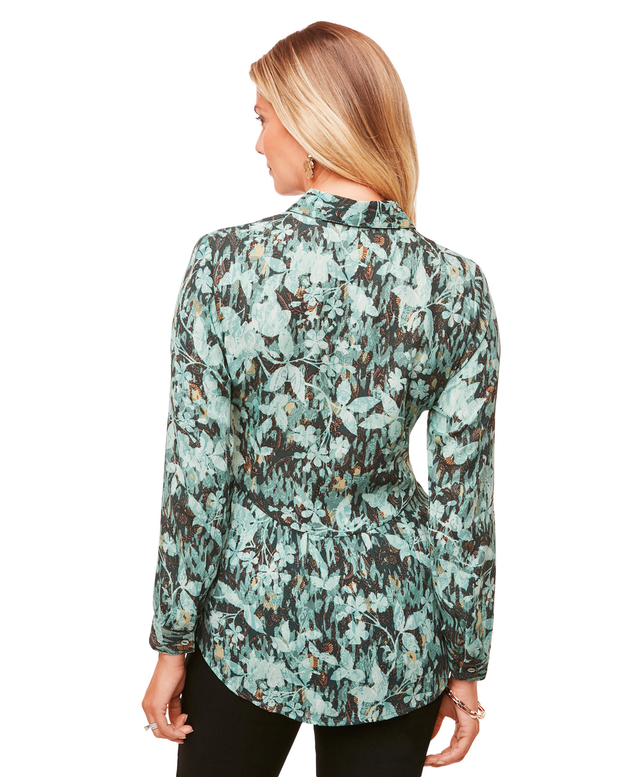Green Printed Button Front Shirt