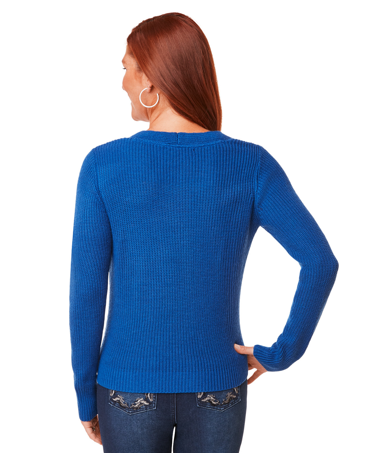 Blue Tie Front Sweater