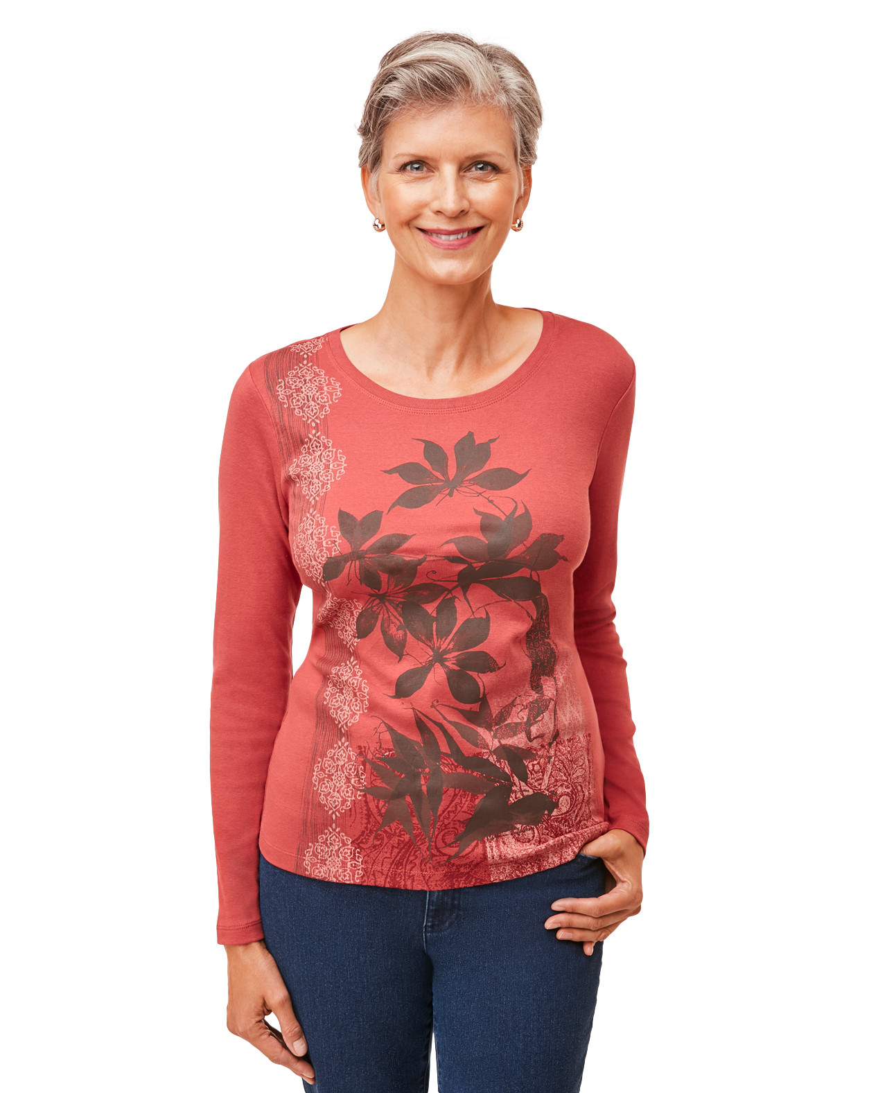 Printed V-Neck Tee