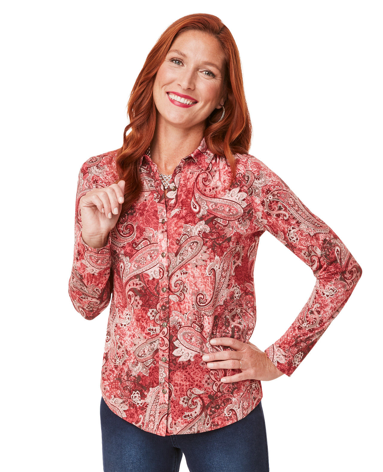 Button Front Printed Shirt