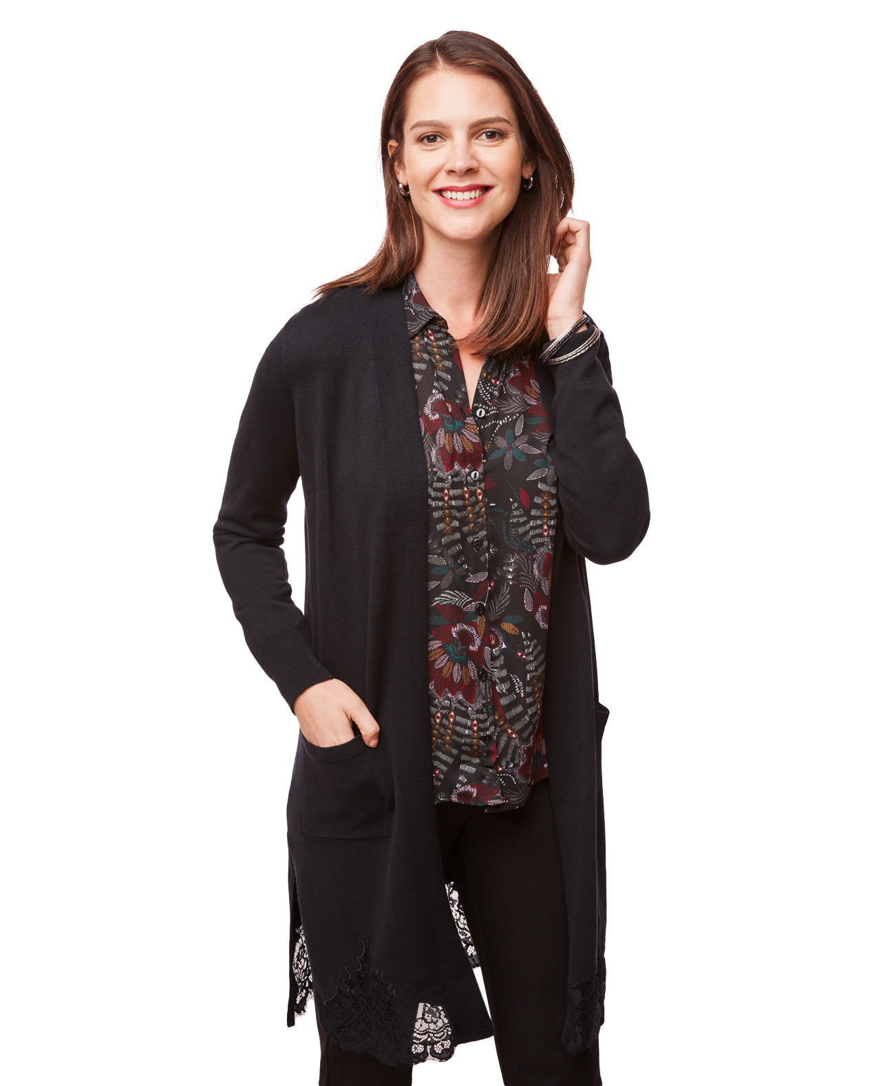 Cardigan With Lace Bottom
