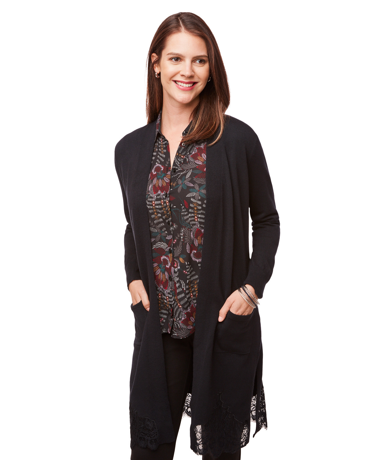 Cardigan With Lace Bottom