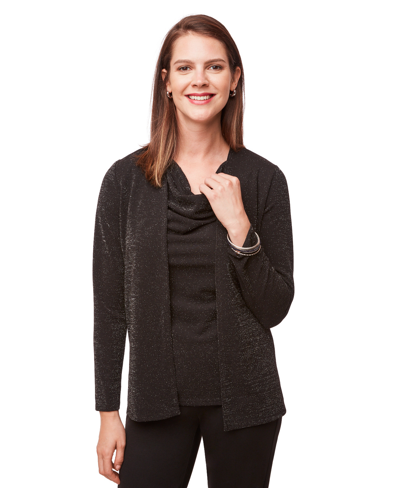 Black Crepe Lurex Cardigan