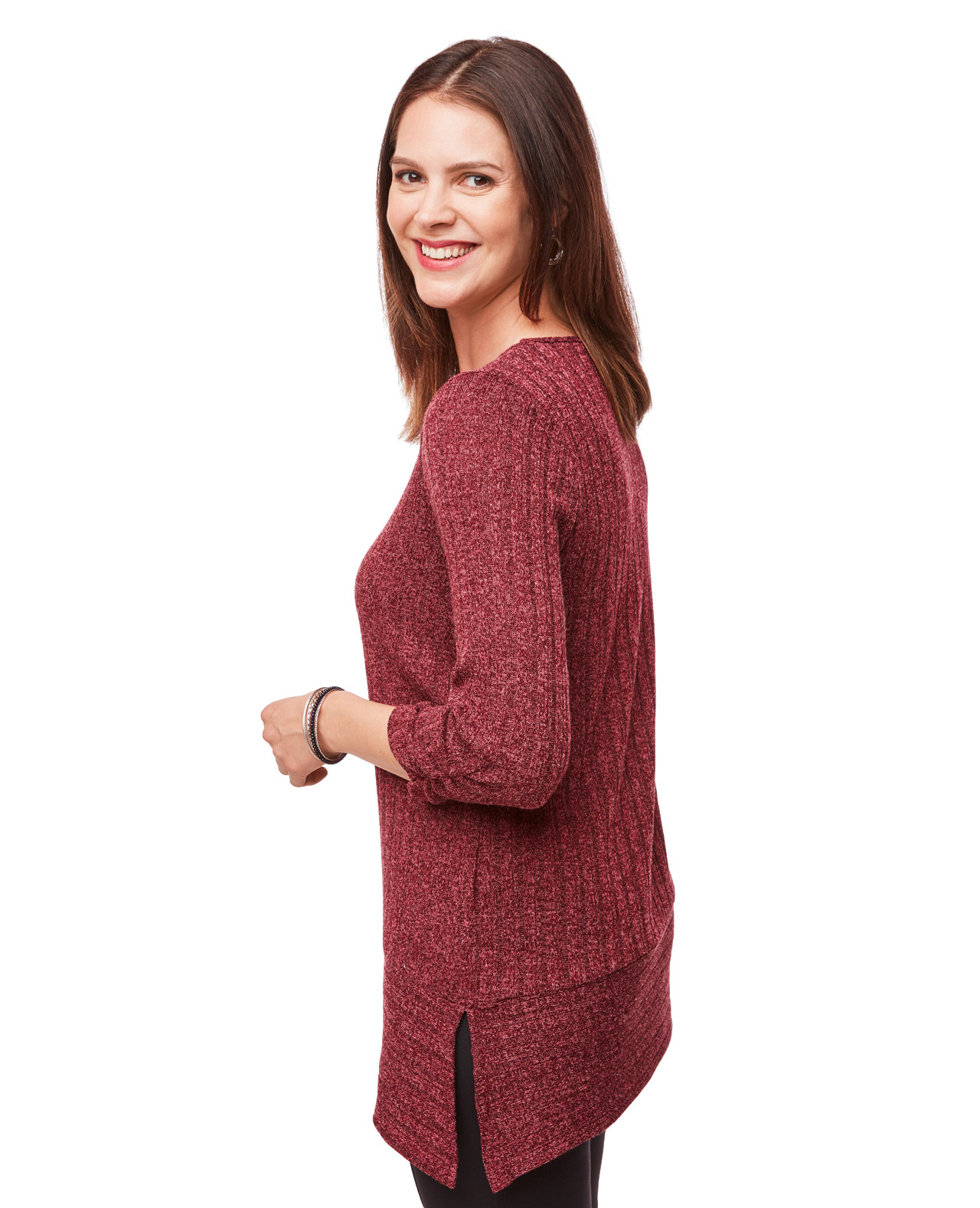 Red Sweater Knit Lurex Tunic