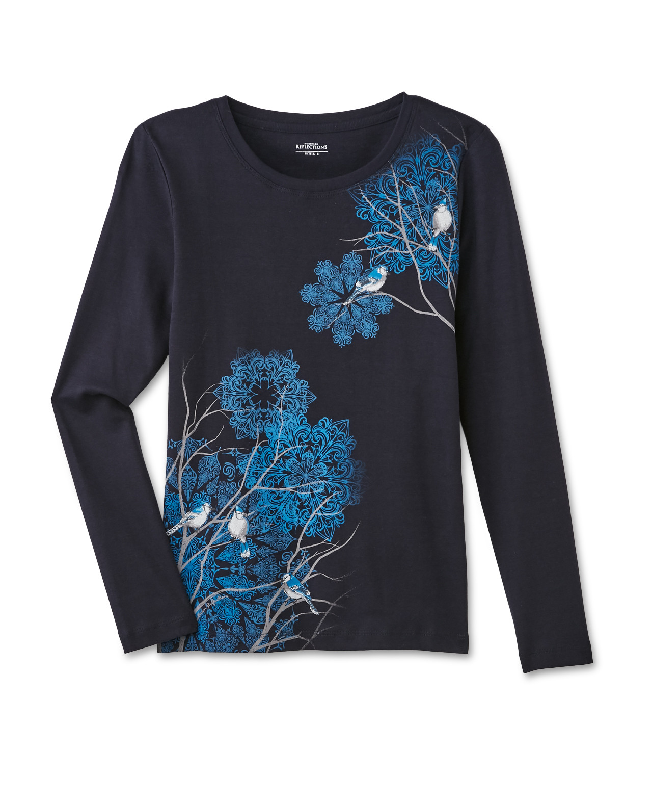 Petite - Blue Jay Print Long Sleeve Tee