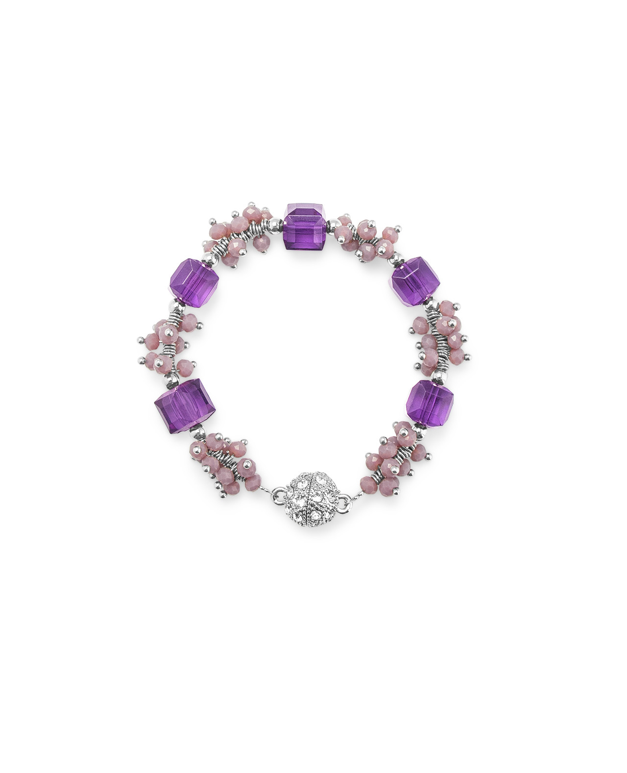 Purple Beaded Magnetic Bracelet