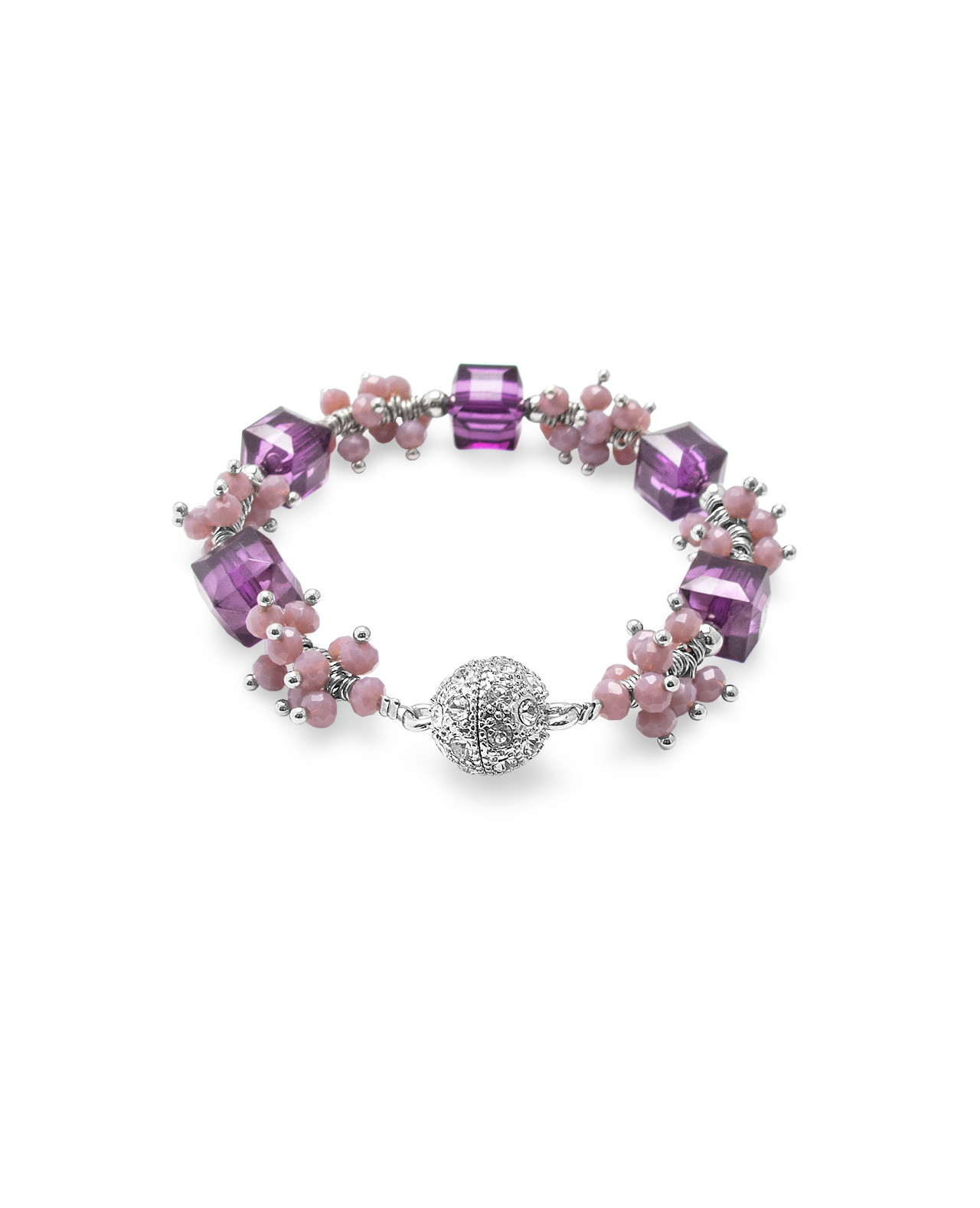 Purple Beaded Magnetic Bracelet