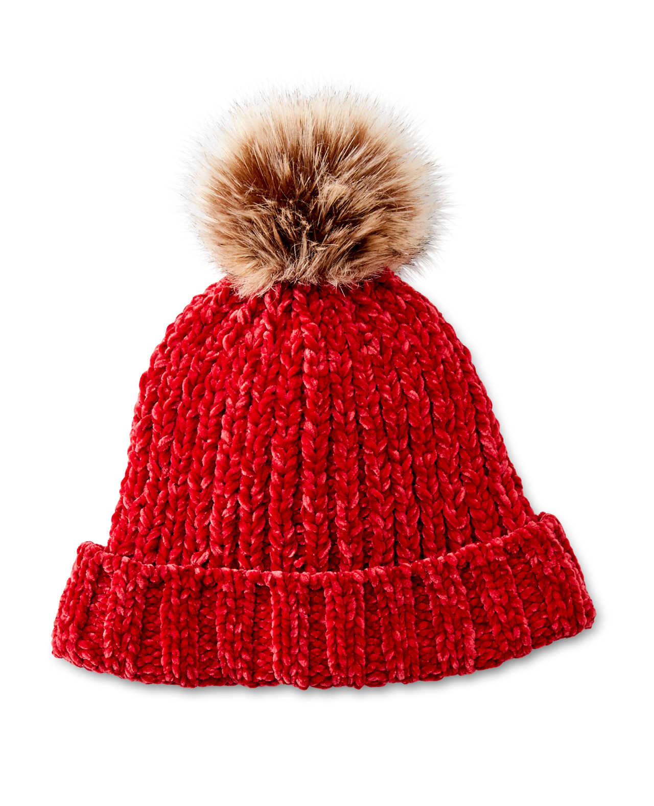 Black Chenille Hat With Pom