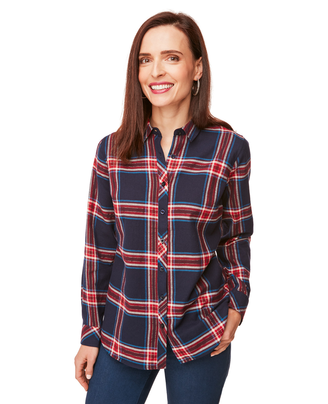 Navy Flannel Plaid Shirt