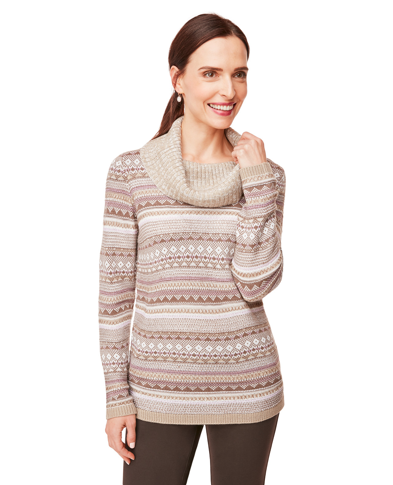 Cowl Neck Jacquard Sweater