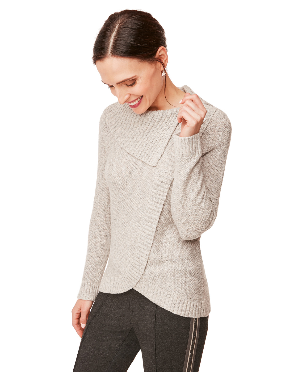 Asymmetrical Split Neck Sweater
