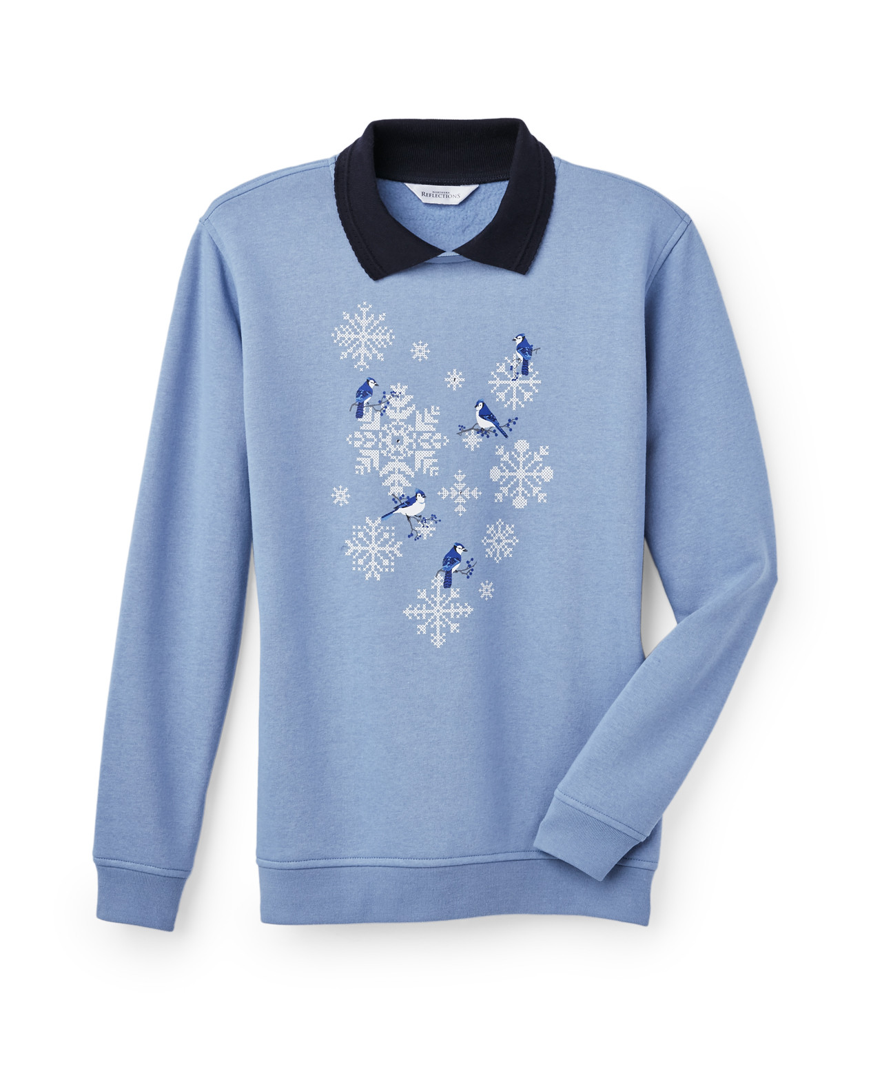 Blue Snowflake Collared Sweatshirt