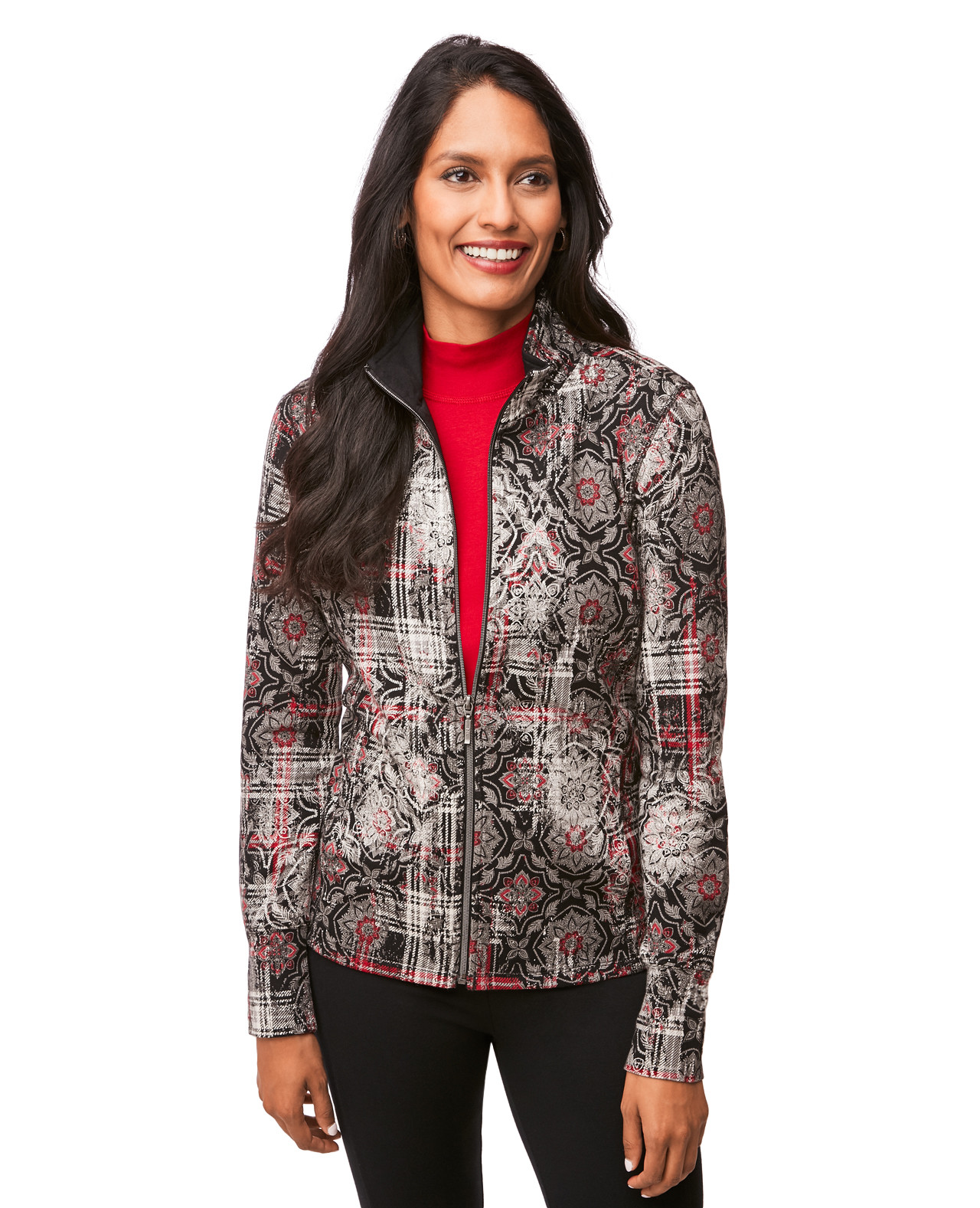 Black Plaid Print Jacket