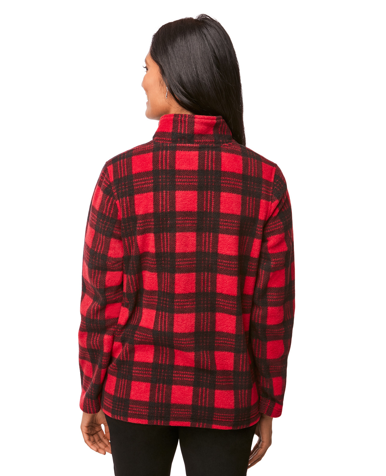 Red Plaid Fleece Zip-Up Sweater
