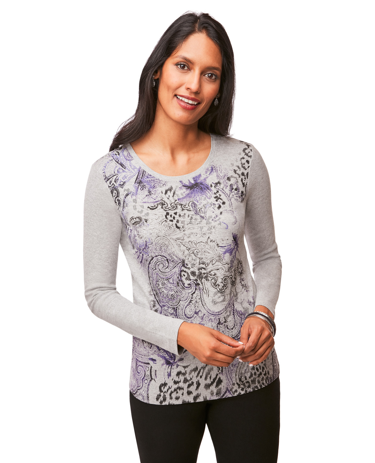 Mixed Print Crew Neck Tee