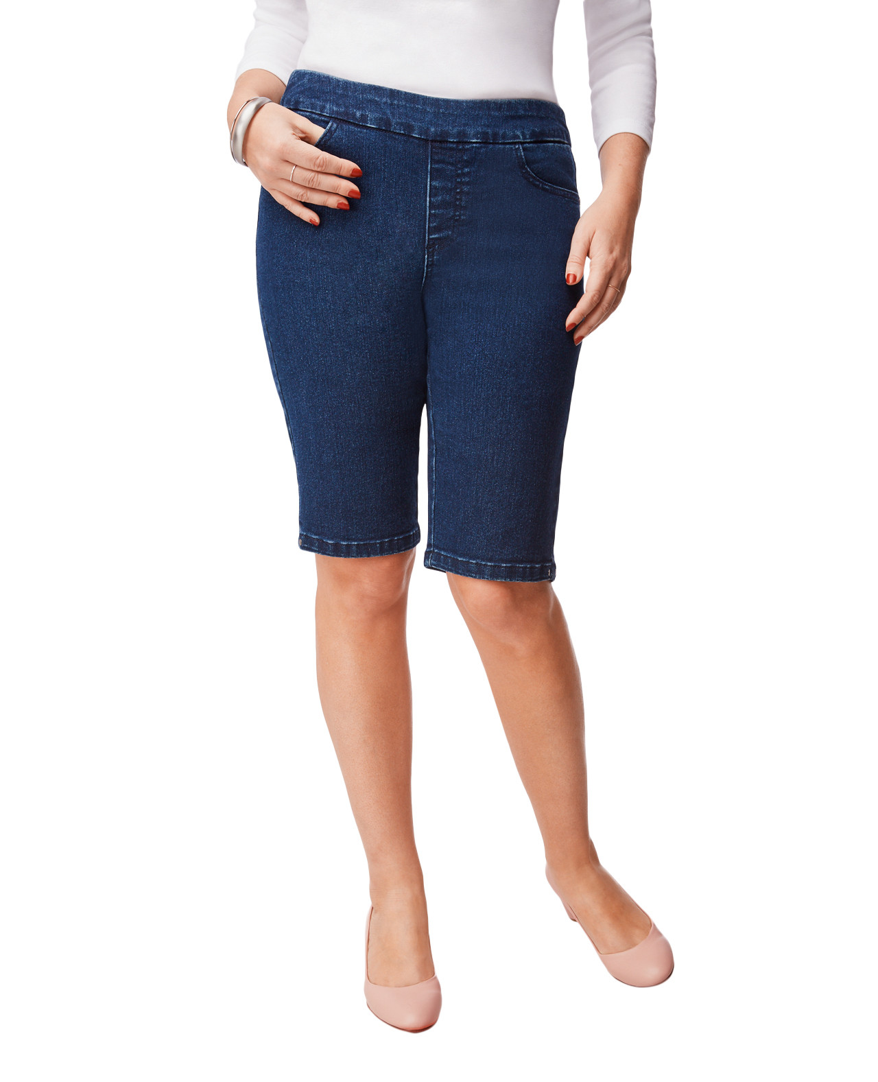 Denim Bermuda Short With Rivets