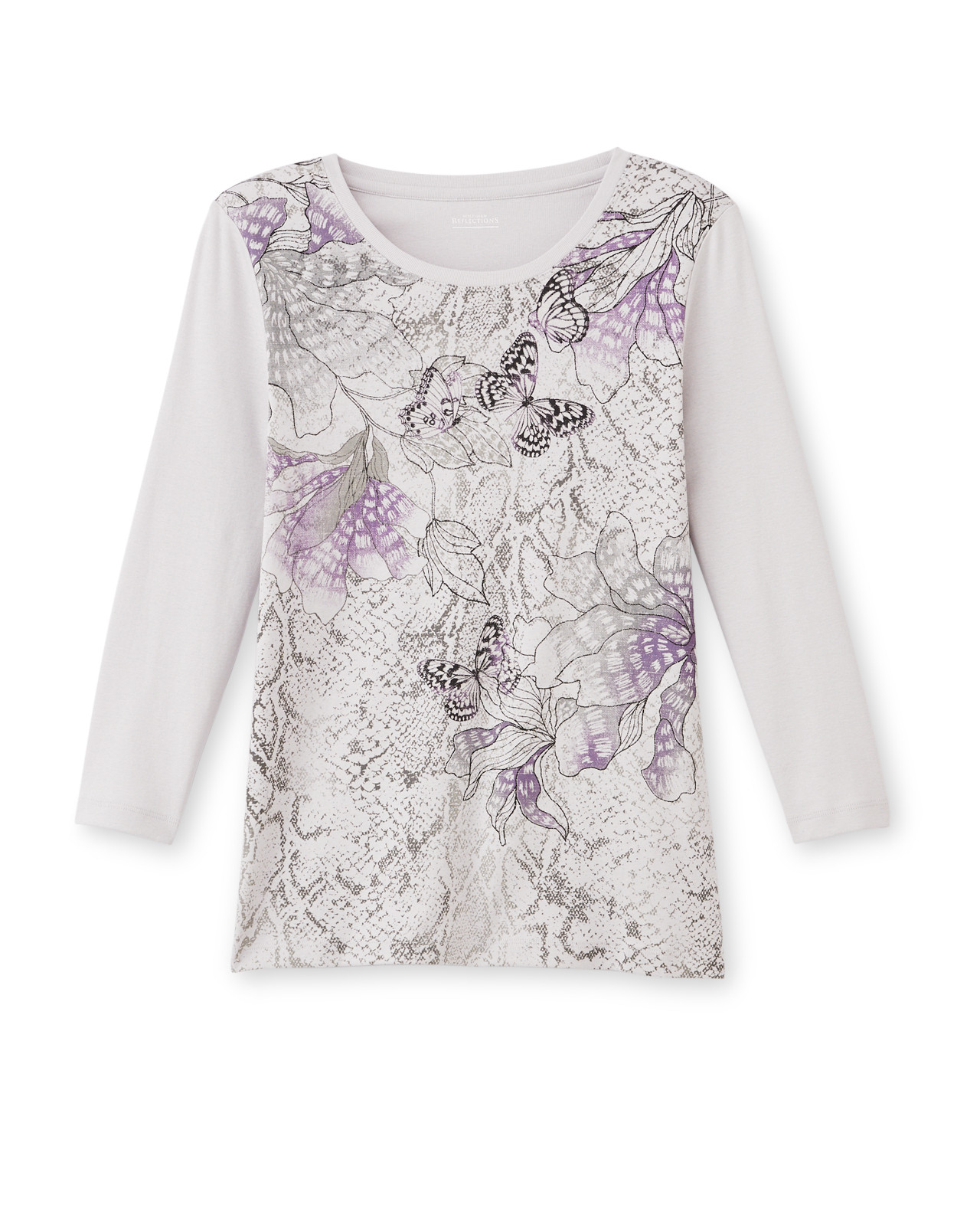 Textured Floral Crew Neck Tee