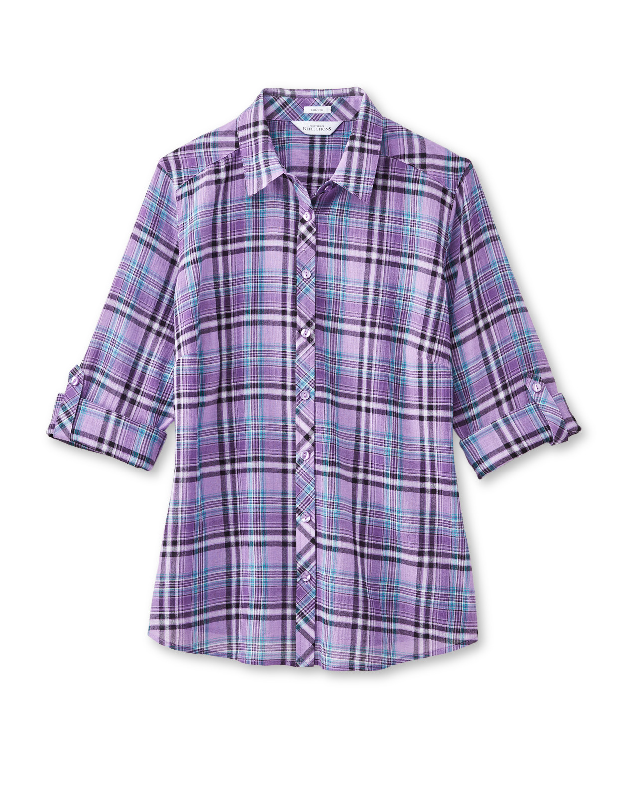 Purple Button Up Plaid Shirt