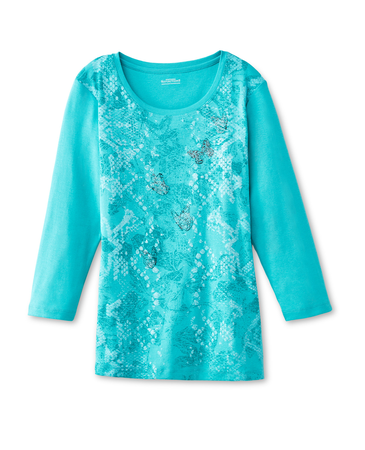 Green Printed Crew Neck Tee