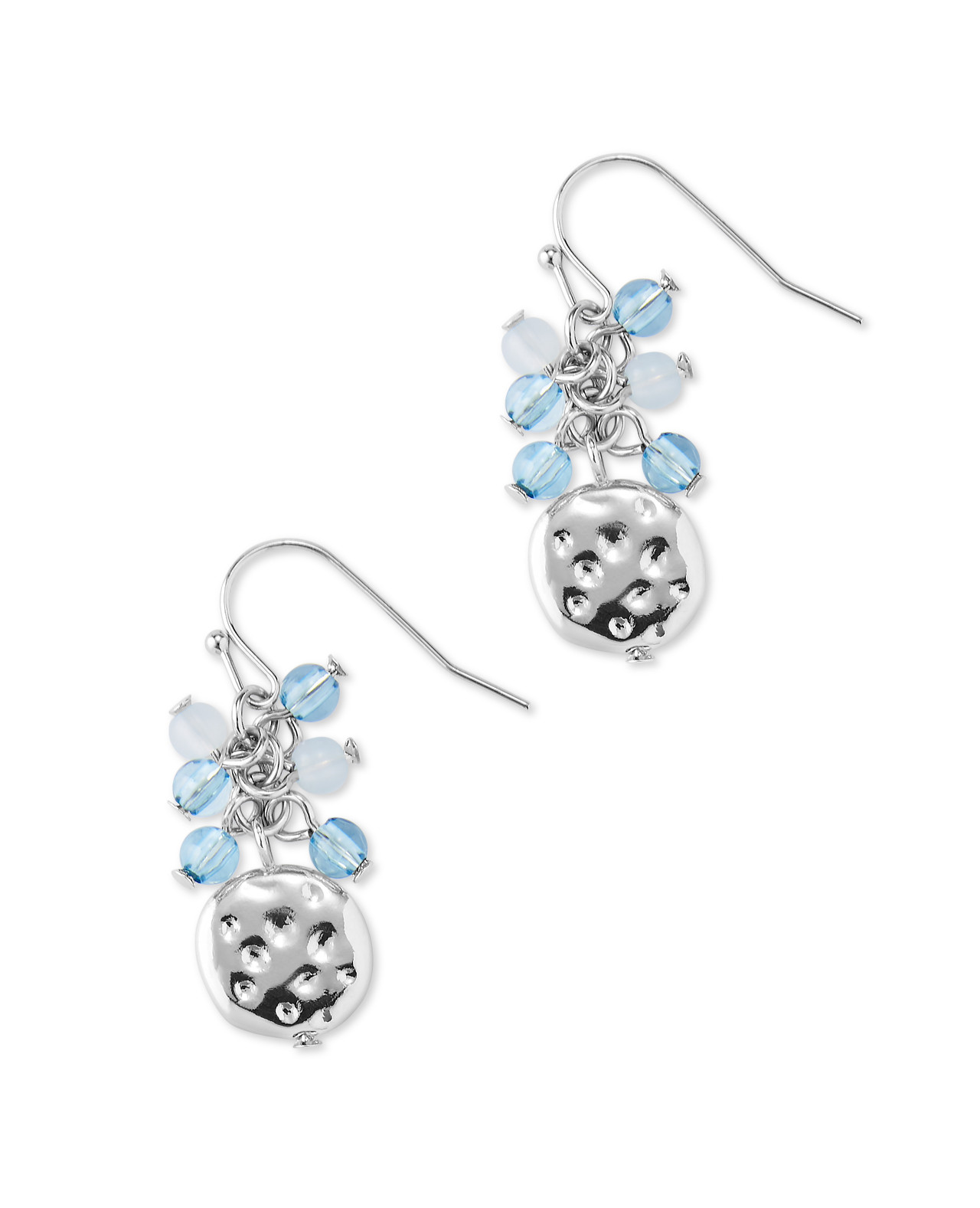 Blue Beaded Cluster Earrings