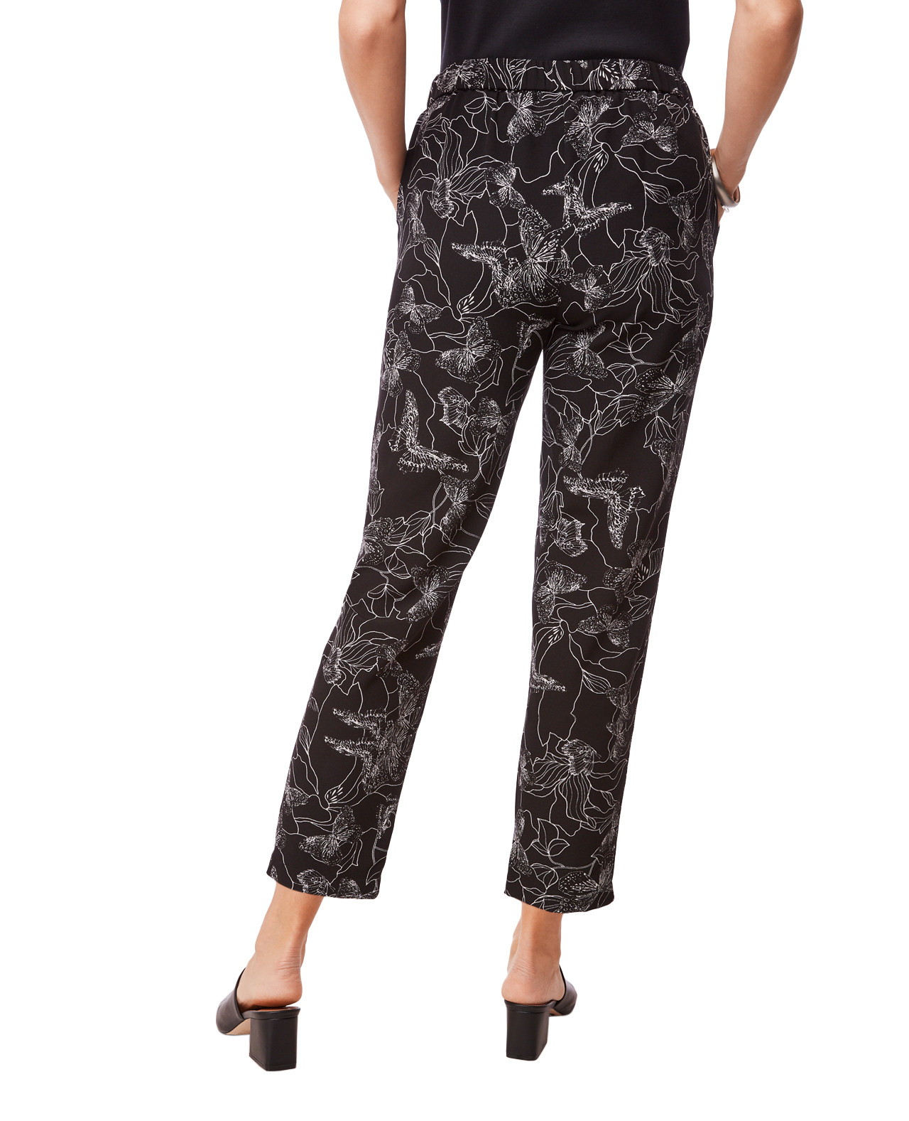 Printed Black Crepe Pant
