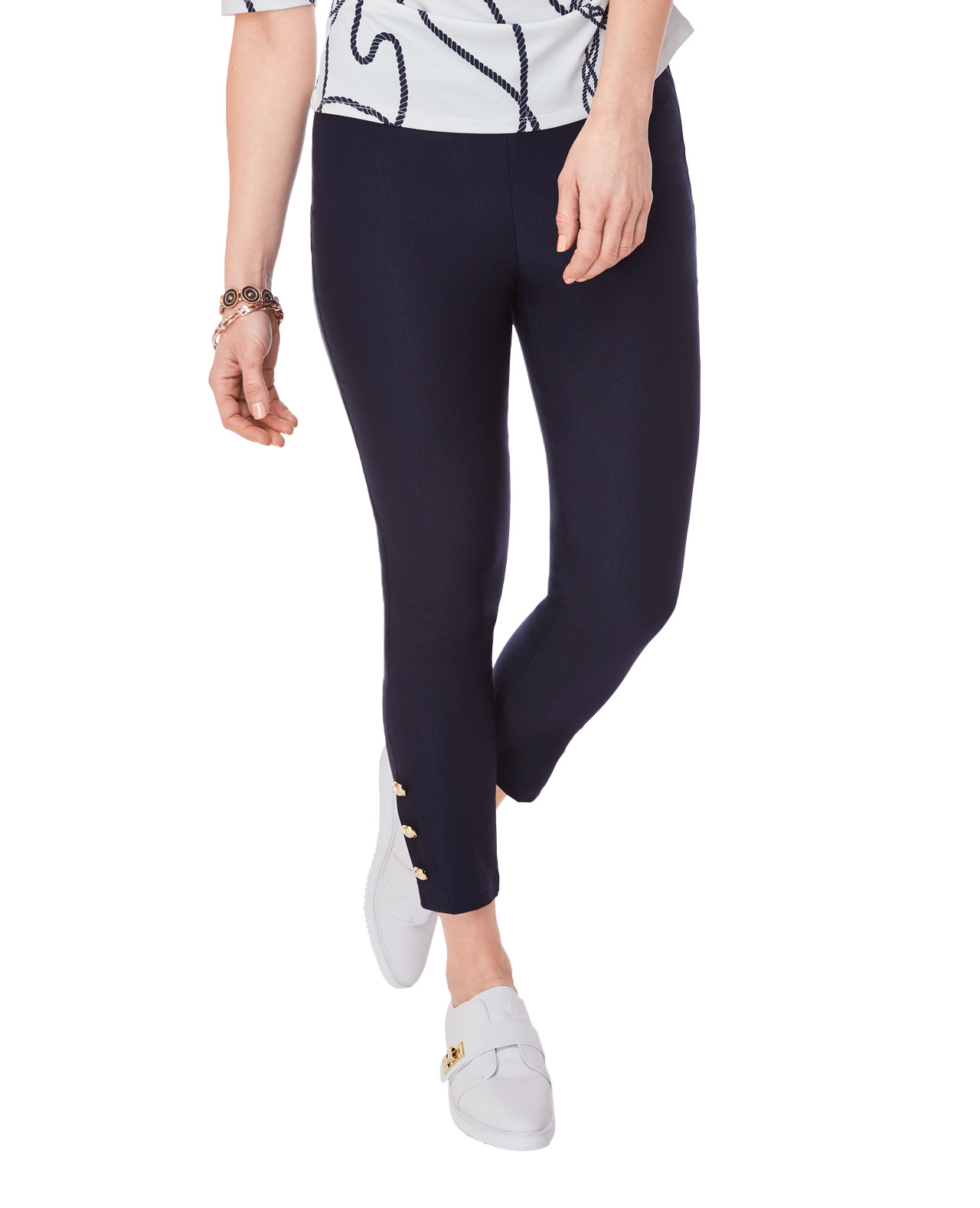 Navy Pant With Buttons