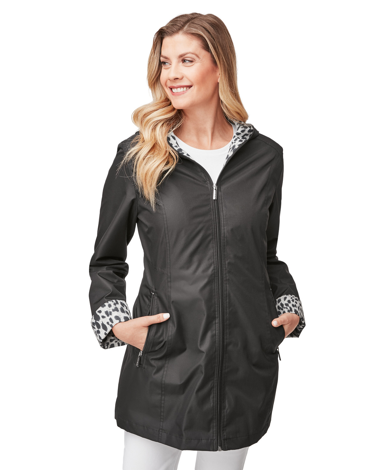 Contrast Print Hooded Jacket