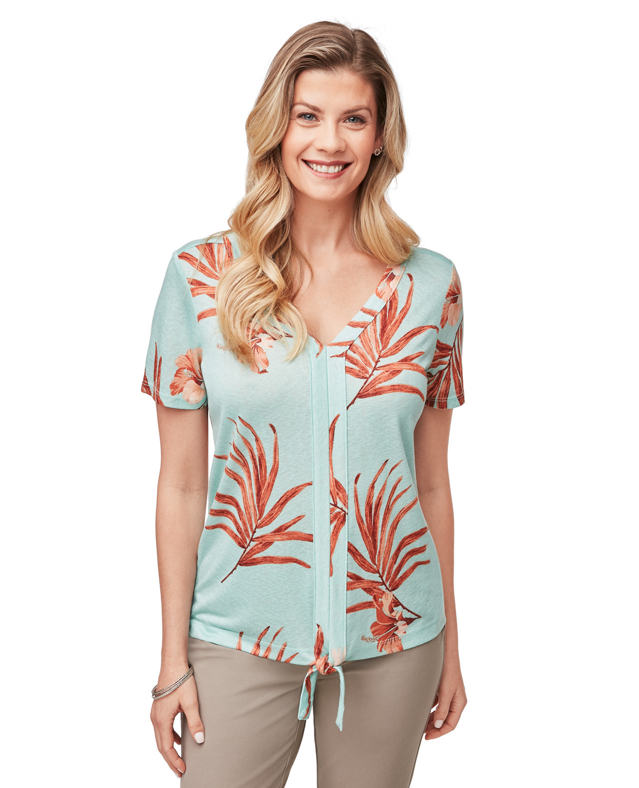 V-Neck Knit Slub Top