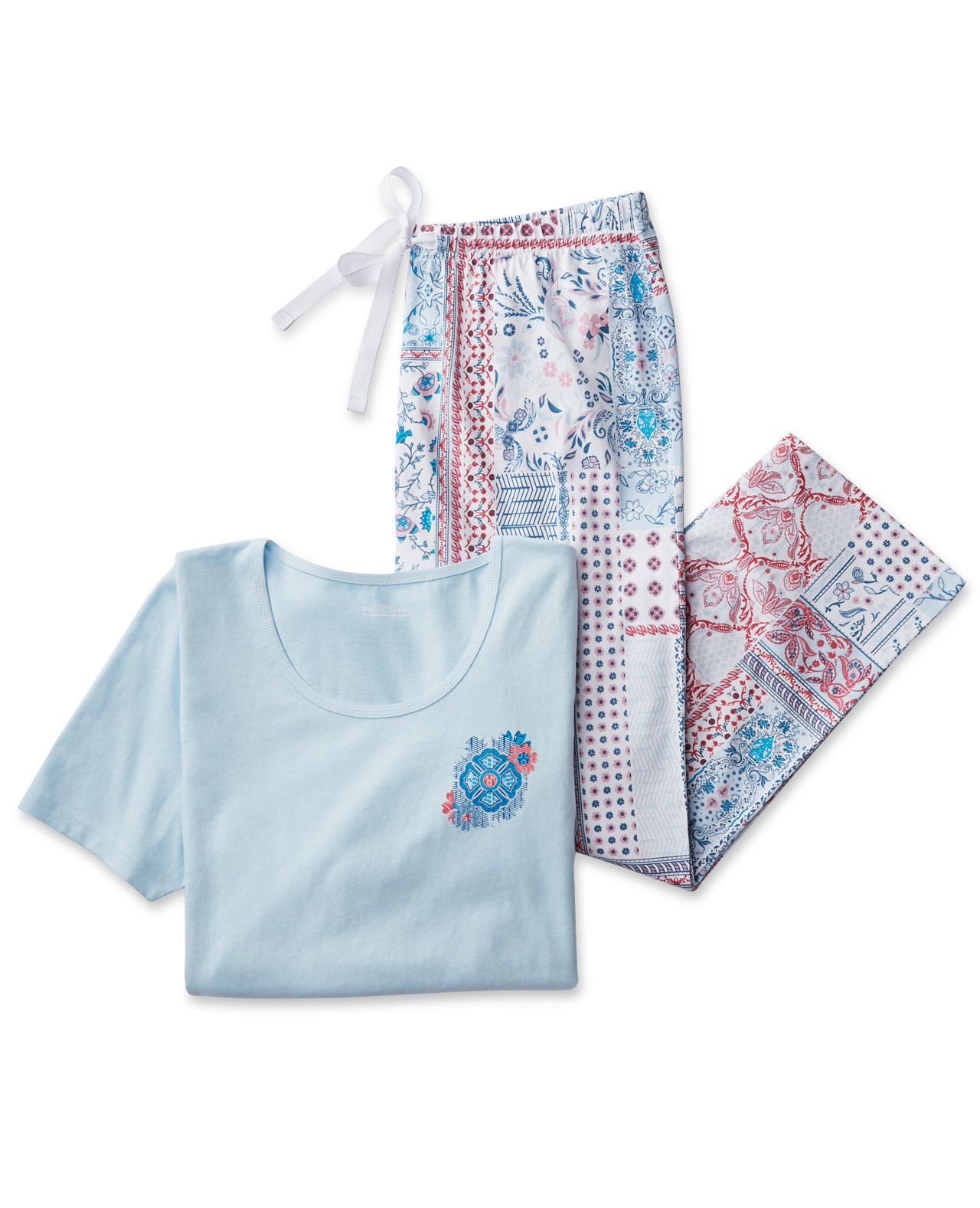 Patchwork Print Cropped Pyjama Set