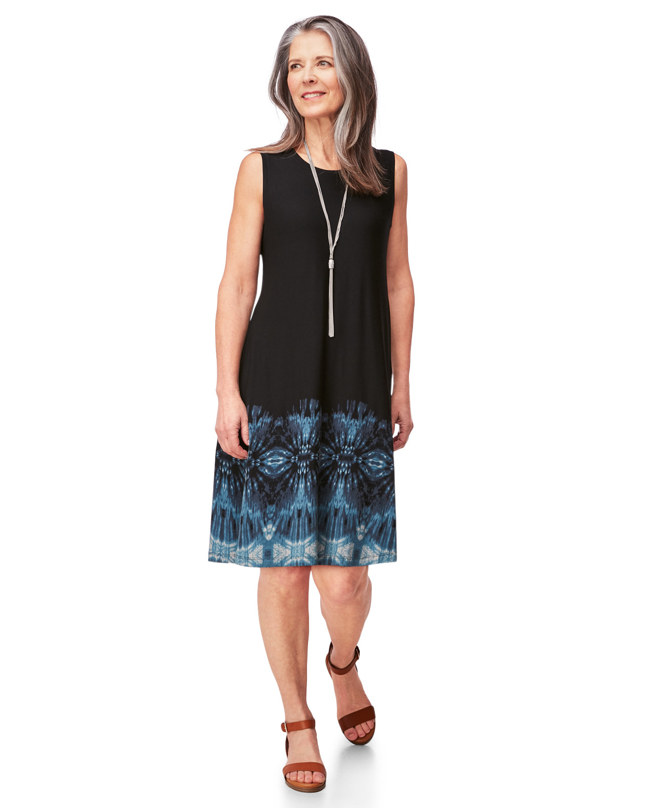 Border Print Swing Dress