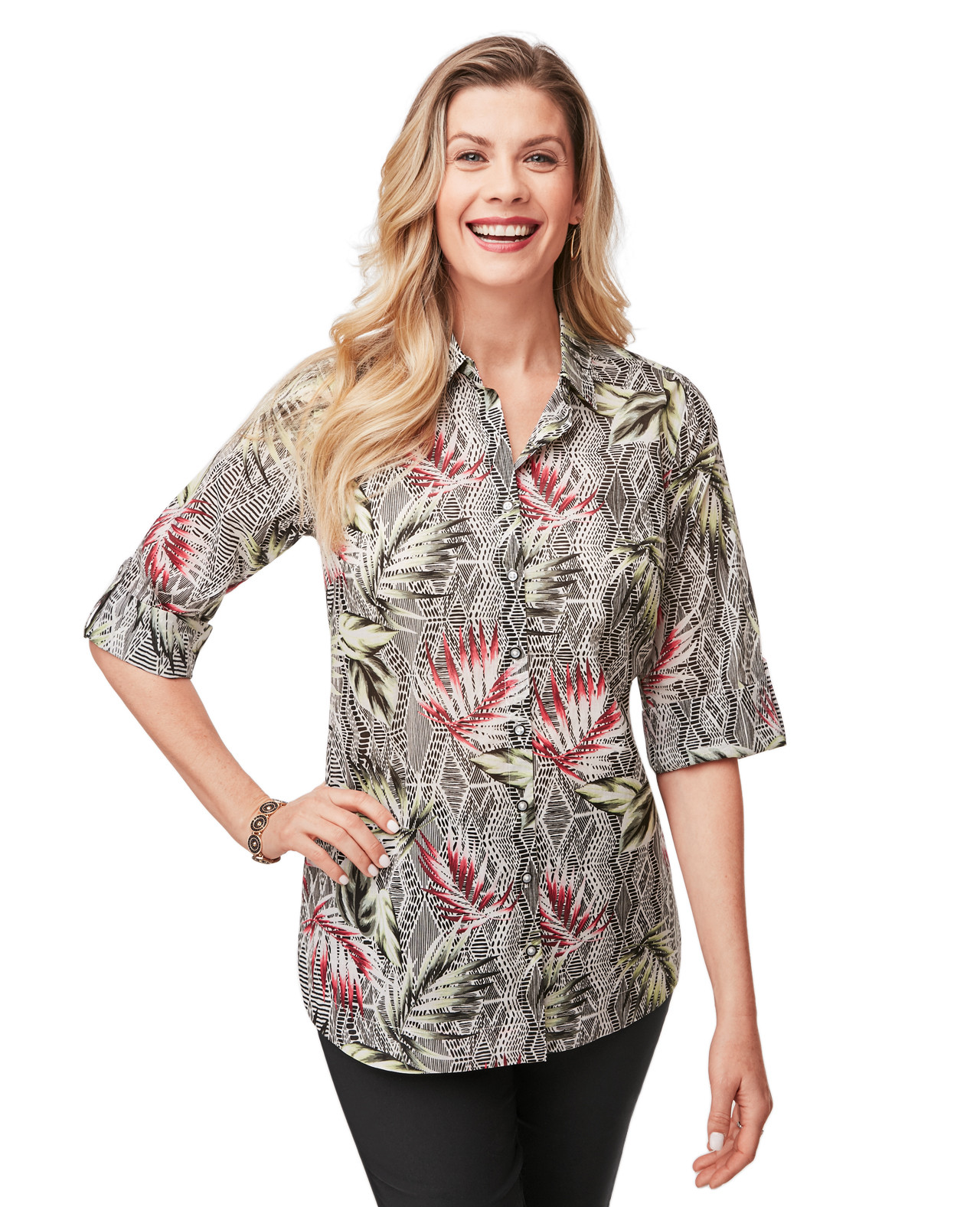 Roll Tab Button Down Shirt Front View
