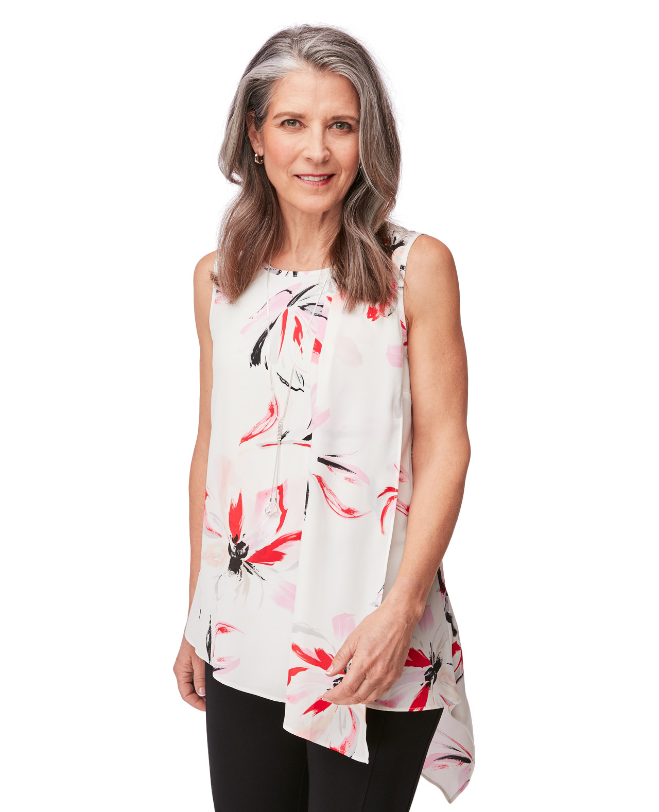 Sleeveless Floral Print Shirt