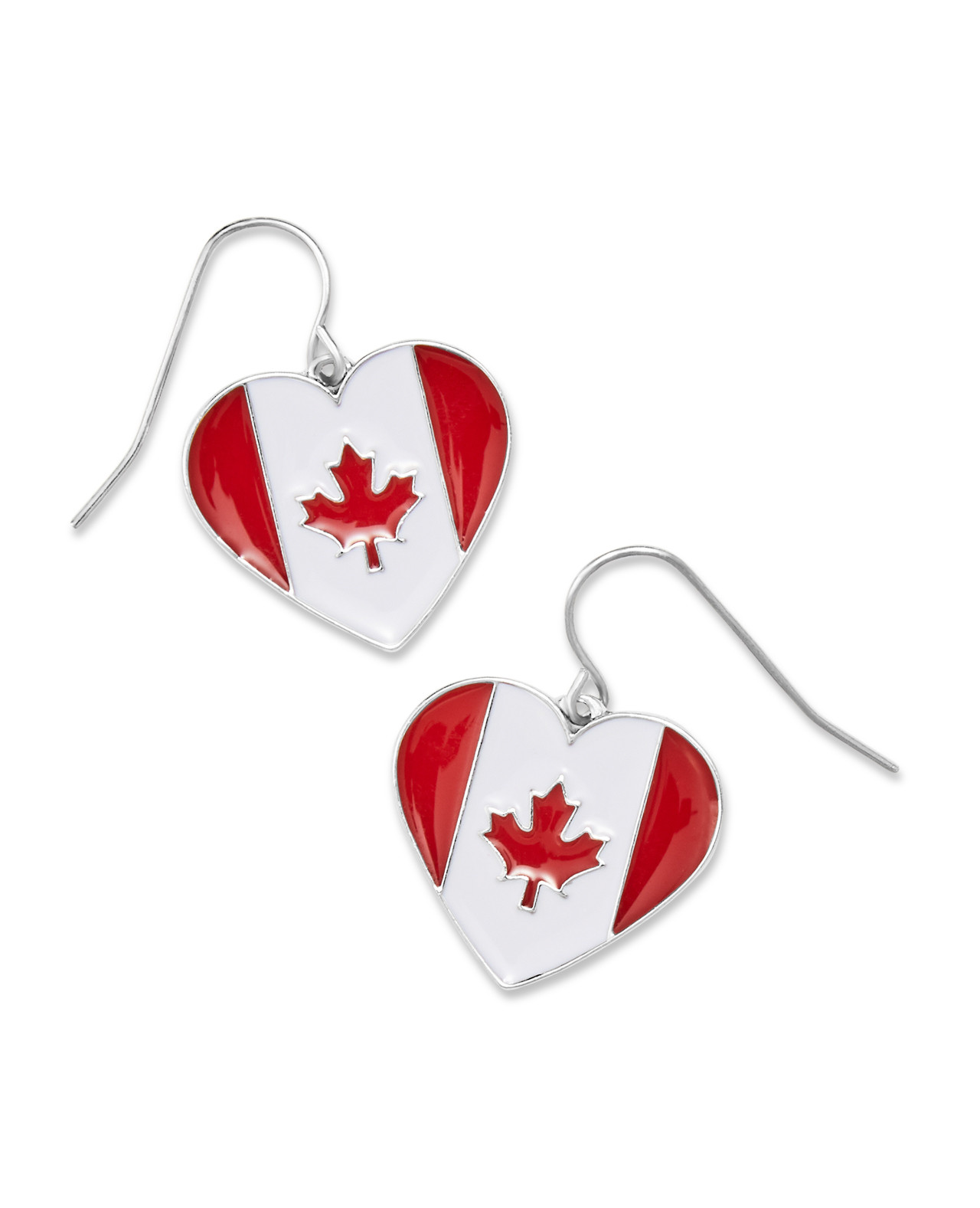 Red Canada Heart Drop Earrings
