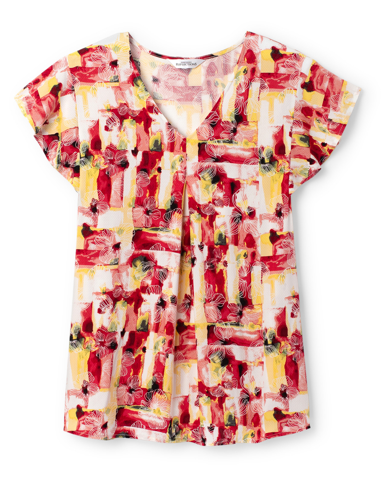 Red Short Sleeve Printed Top