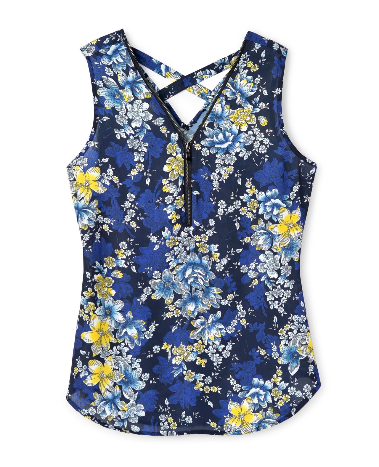 Point Zero Navy Floral Sleeveless Top