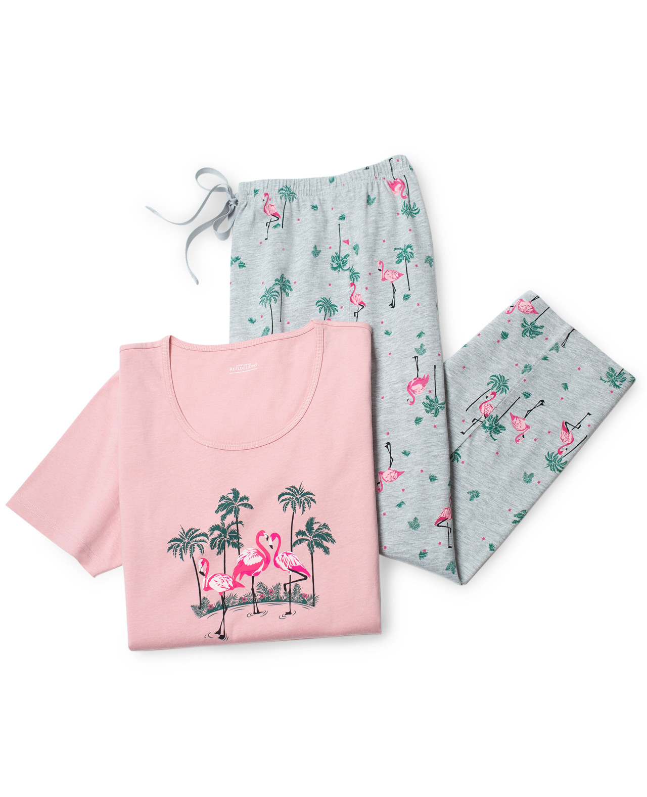 Cotton Pink Flamingo Crop Bottom Pjs