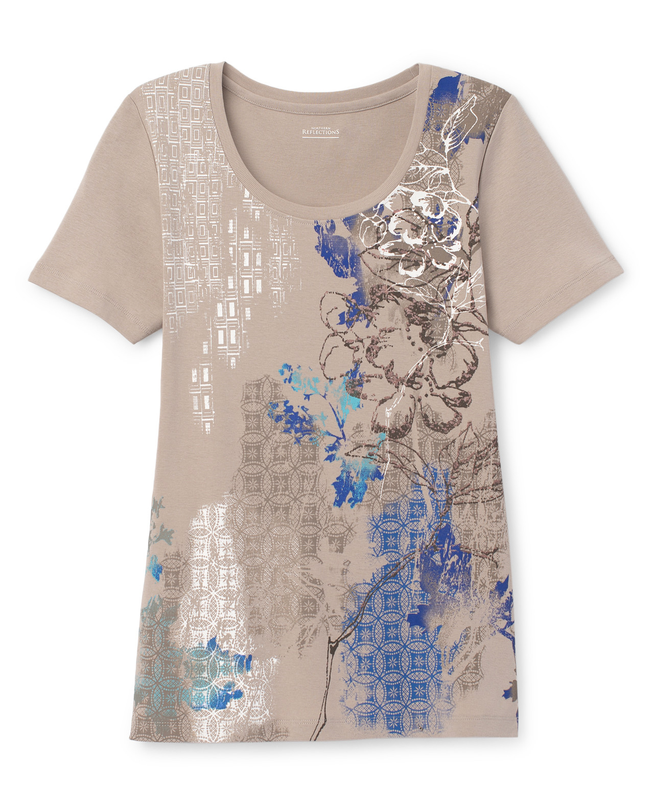 Scoop Neck Brown Abstract Tee