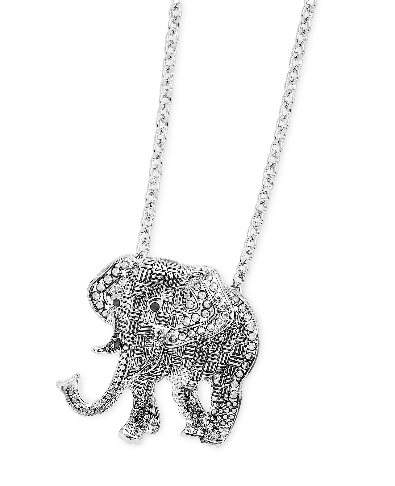 Rhodium Elephant Pendant Necklace