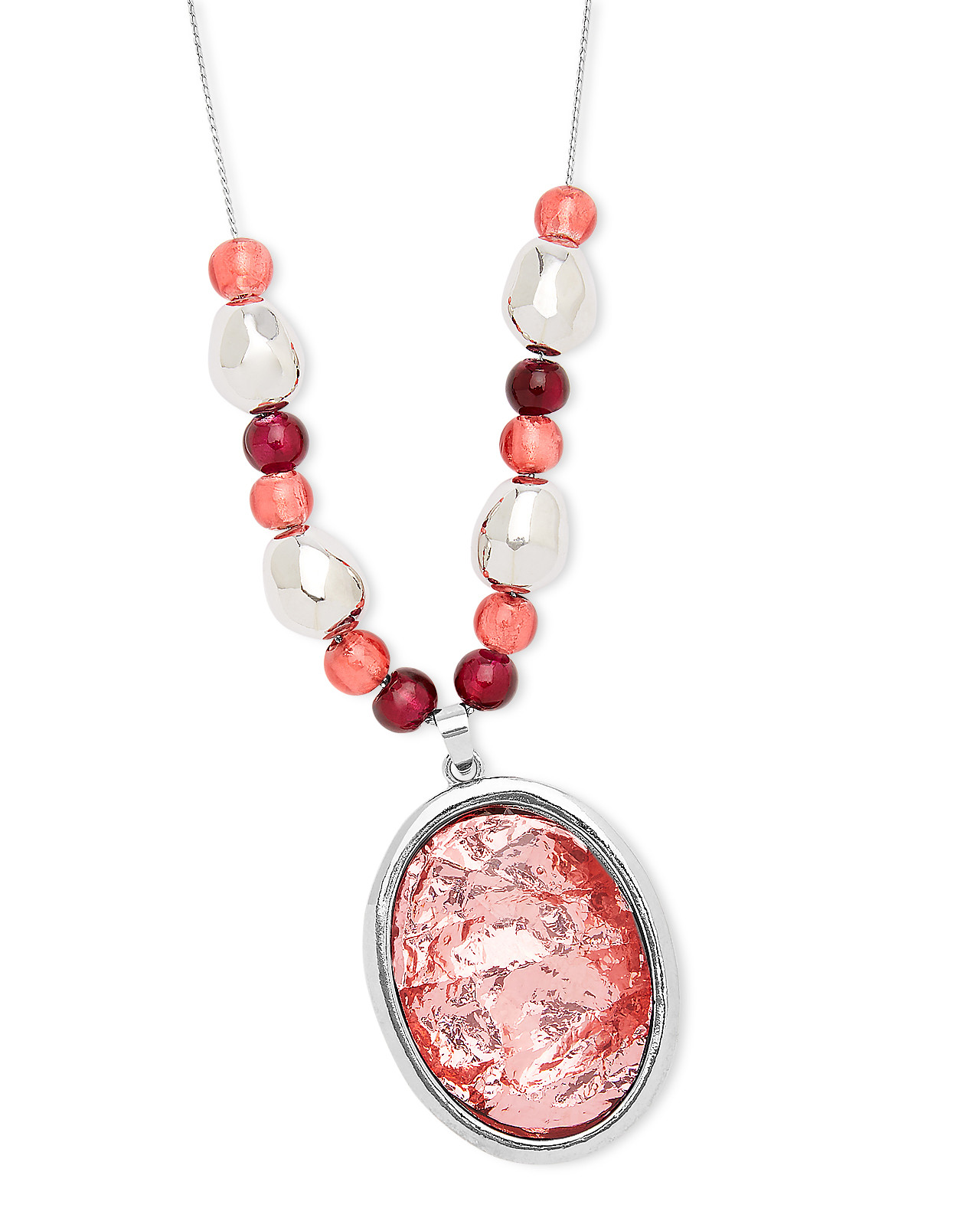 Clay Long Foil Beaded Necklace