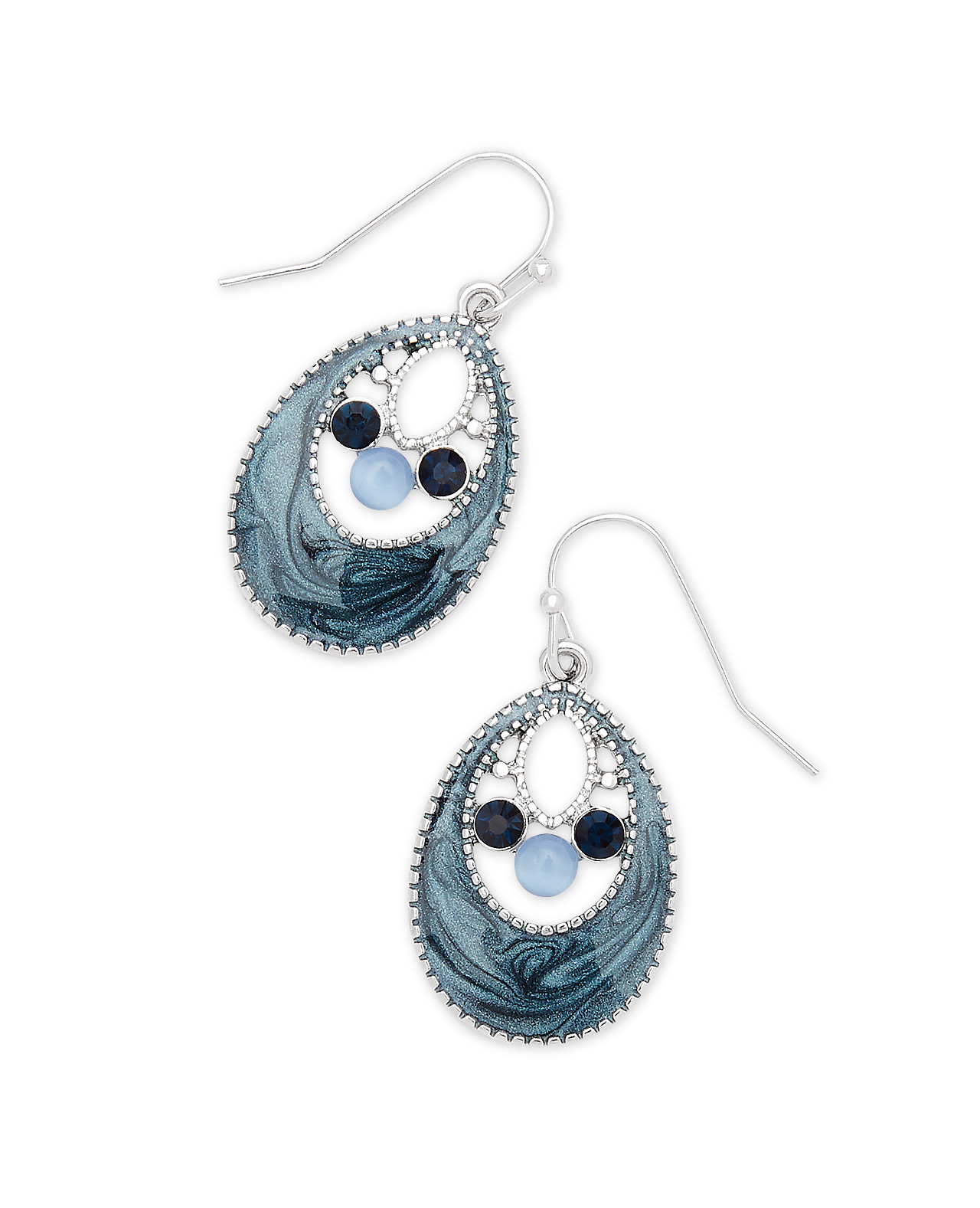 Teal Epoxy Stone Earrings