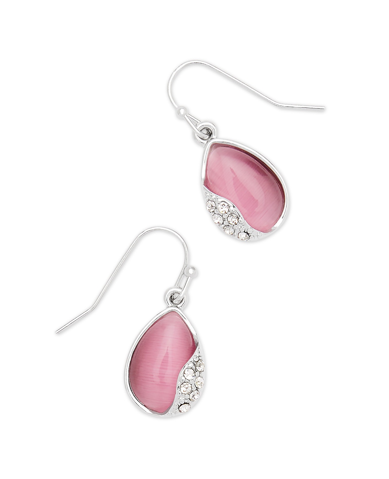 Pink Teardrop Cat Eye Earrings