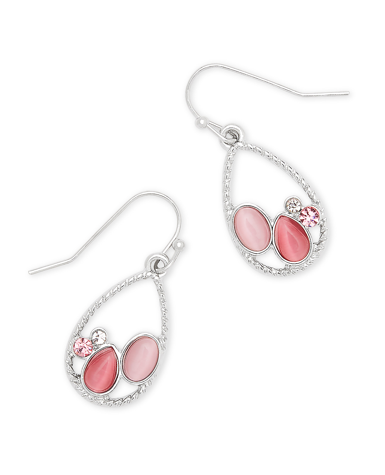 Pink Open Teardrop Earrings
