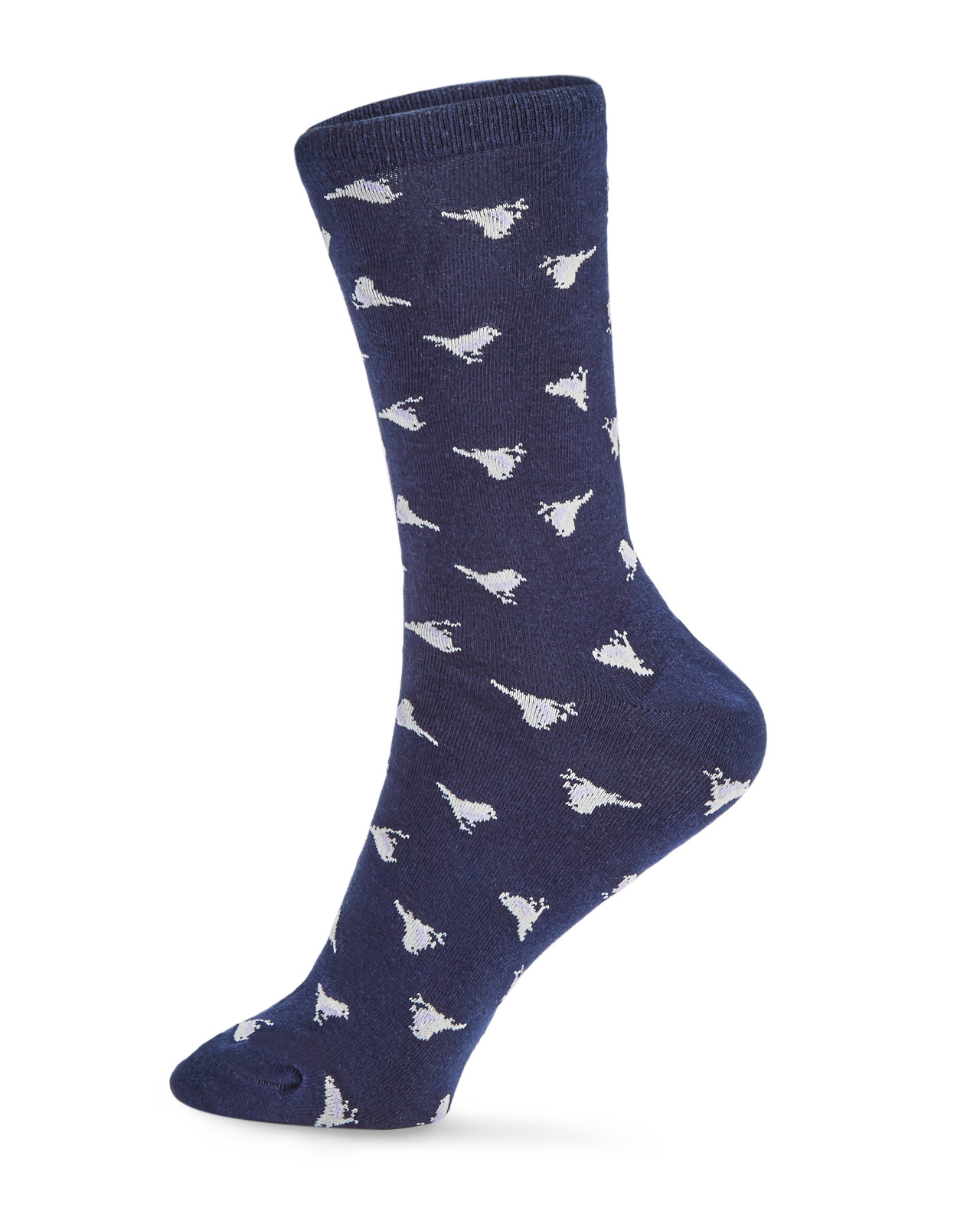 Blue Bird Print Novelty Crew Socks