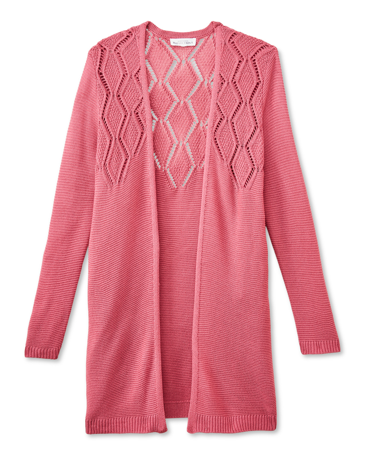 Women's Three Quarter Sleeve Pointelle Topper