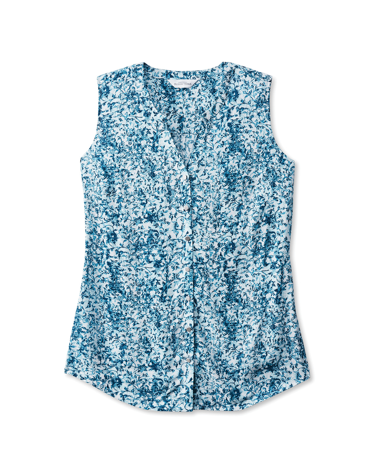 Front view of Women's Y-Neck Sleeveless Shirt