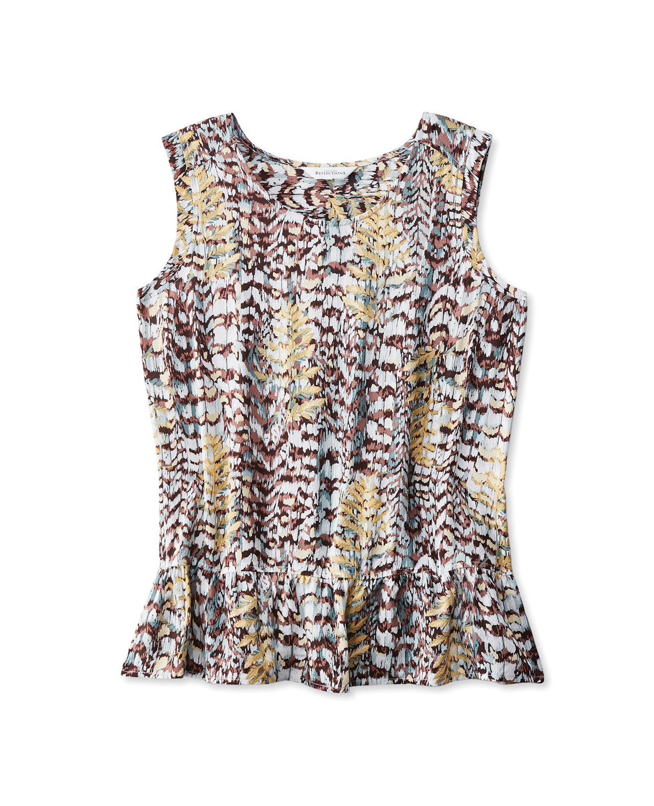 Front view of Women's Sleeveless Peplum Shell Top